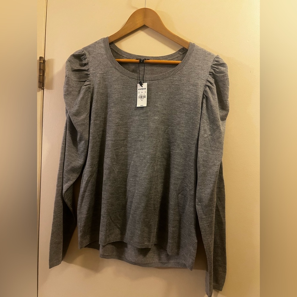 Express Gray Long Sleeve Women's Top